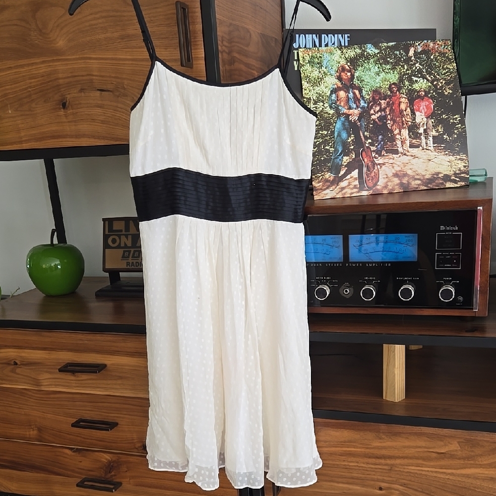 Calvin Klein Collection White and Black Midi Dress